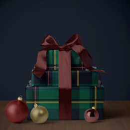 Papel De Presente Plaid de Natal clássico simples de feriado