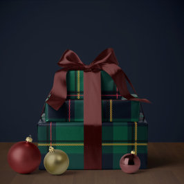 Papel De Presente Plaid de Natal clássico simples de feriado