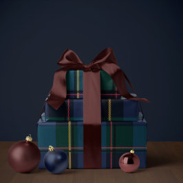 Papel De Presente Plaid de Natal clássico simples de feriado