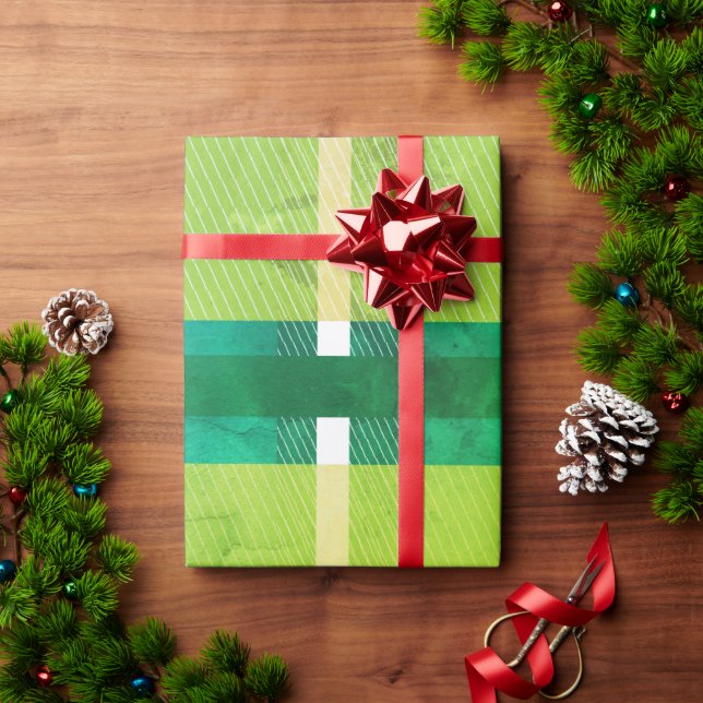 Papel De Presente Plaid de Natal Verde Brilhante de Férias  (Presente de Natal)