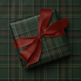 Papel De Presente Plaid de Natal verde caçador clássico das festas d