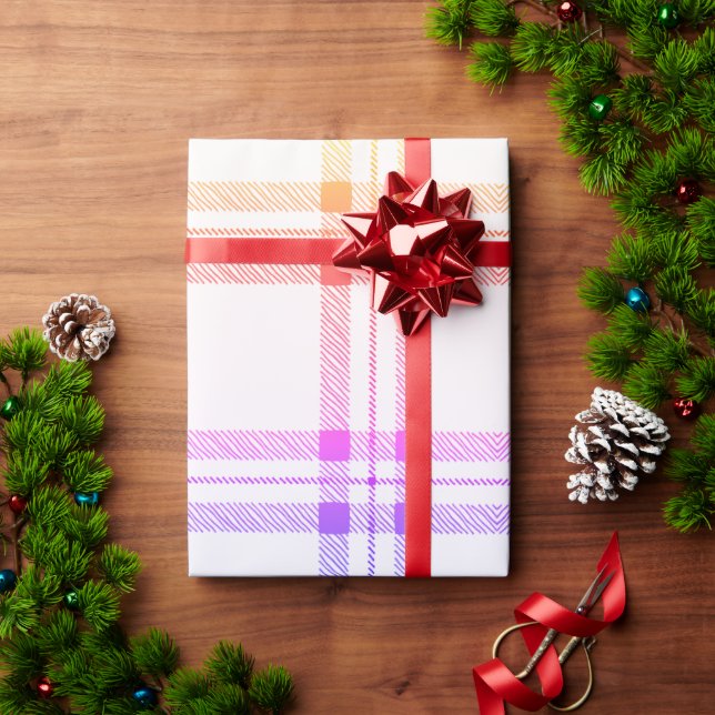 Papel De Presente Plaid Natal Simples Moderno Rosa (Presente de Natal)