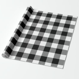 Papel De Presente Plaid Preto Branco Búfalo Padrão Tartan Natal