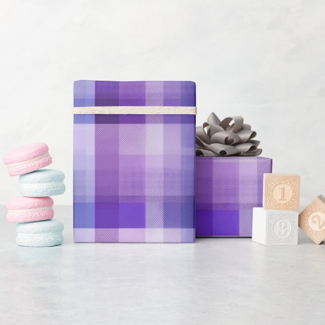Papel De Presente Plaid Roxo Lavanda Padrão Névoa Suave (Chá de bebê)