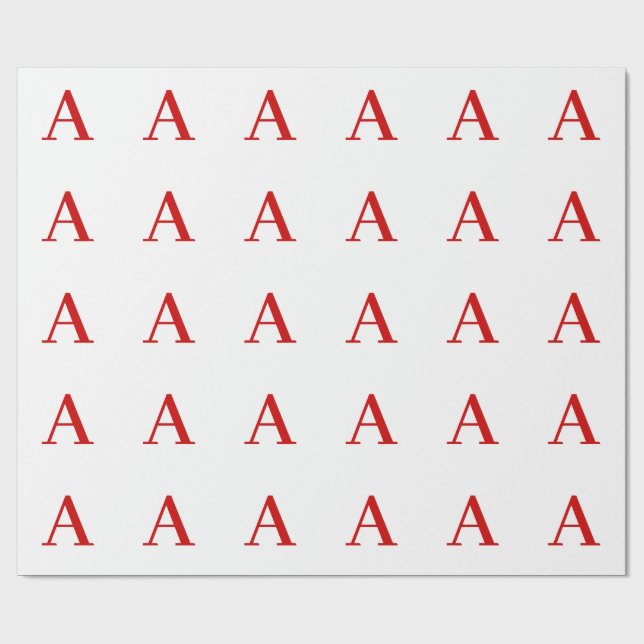 Papel De Presente Plain Modern White Red Monogram Initial Letter (Aberto)