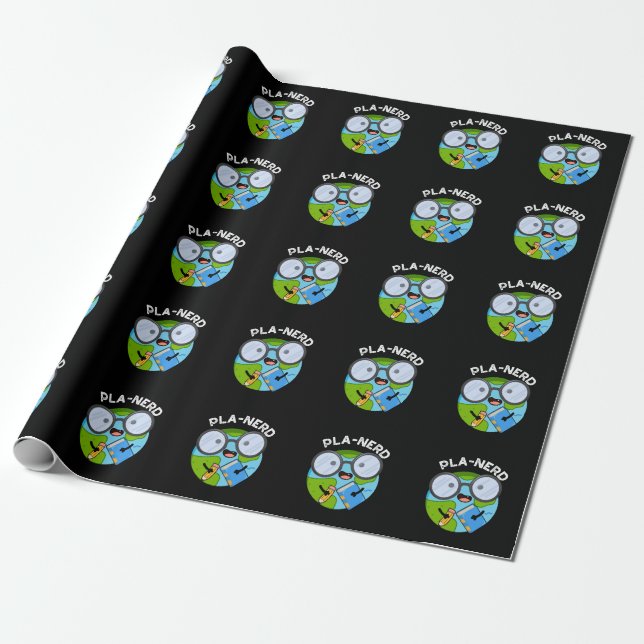 Papel De Presente Planerd Piadas Planetárias Divertidas Fundo Escuro (Desenrolado)