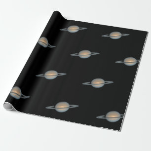 Papel De Presente Planeta Saturno com Padrão de Anel
