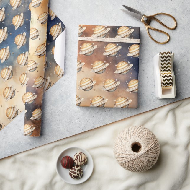 Papel De Presente Planetas Externos Menino Primeiro Aniversário Satu (Artesanato)