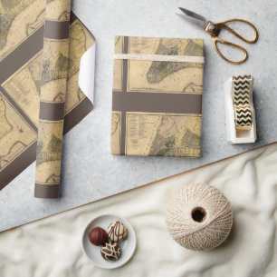 Papel De Presente Plano Vintage Nova Iorque, 1789, Restaurado