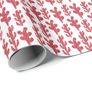 Papel De Presente Planta de Cacto Vermelho