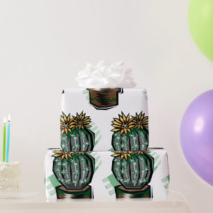 Papel De Presente Planta De Cactus Em Um Pote