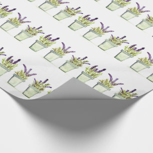 Papel De Presente Plantas aromáticas de lavanda com aquarela Elegant