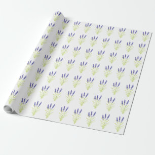 Papel De Presente Plantas aromáticas lavandas Lilac Violet Watercolo