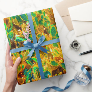 Papel De Presente Plantas De Cactus No Deserto De África, Em Pera Rá