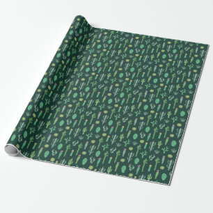 Papel De Presente Plantas De Cactus: Vintage Sem Olho De Fundo