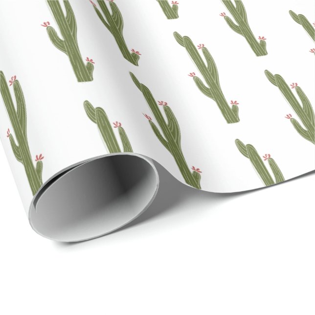 Papel De Presente Plantas Desérticas Saguaro Cactus Dão Qualquer Fun (Ponta do rolo)