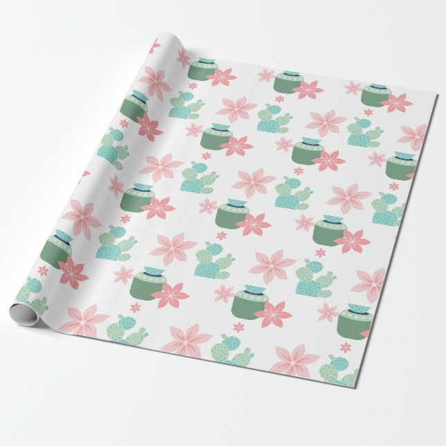 Papel De Presente Plantas suculentas aquarela (Desenrolado)