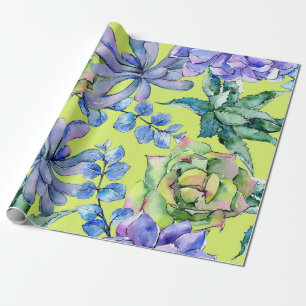 Papel De Presente Plantas suculentas aquarela