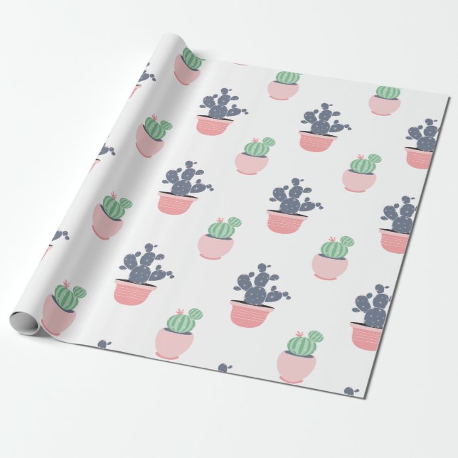 Papel De Presente Plantas suculentas aquarela (Desenrolado)