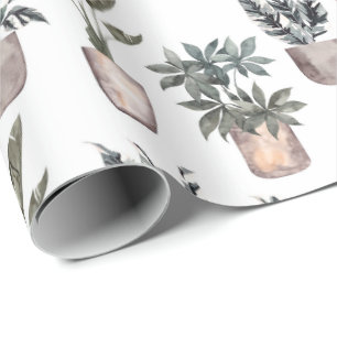 Papel De Presente Plantas Vedadas Em Branco
