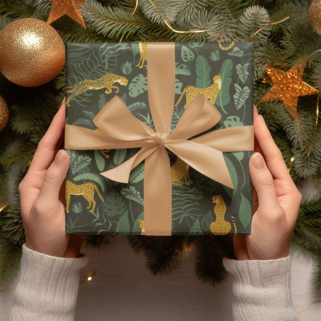 Papel De Presente Plantas Verdes Tropicais Selvagens Selvagens Selva (Criador carregado)