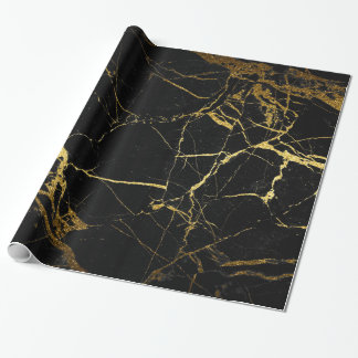 Papel De Presente plástico dourado e mármore preto