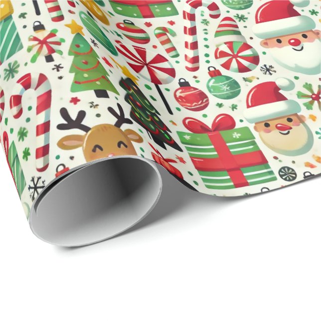 Papel De Presente Playful Christmas Wrapping Paper for Kids (Ponta do rolo)