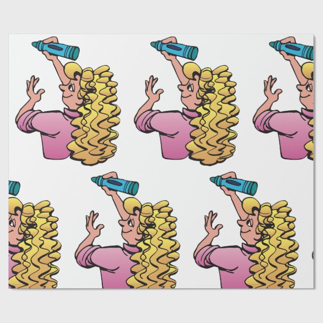 Papel De Presente Playful Girl with Crayon (Aberto)