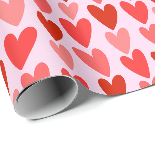 Papel De Presente Playful Hand-Drawn Heart Pattern (Ponta do rolo)