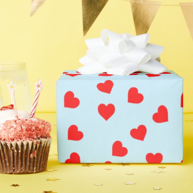 Papel De Presente Playful romântico Padrão de Coração Vermelho Paste (Festa de aniversário)