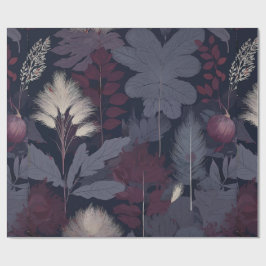 Papel De Presente Plum Fig & Pampas Grass Seamless Autumn