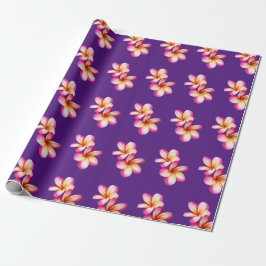 Papel De Presente Plumeria Rosa