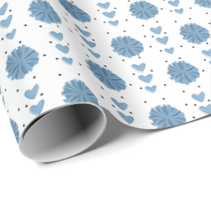 Papel De Presente Pó Cheerleader Azul Pom Poms & Hearts Ptern