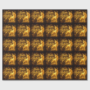 Papel De Presente Pó de Estrela Dourado de Aniversário — Unicórnio F