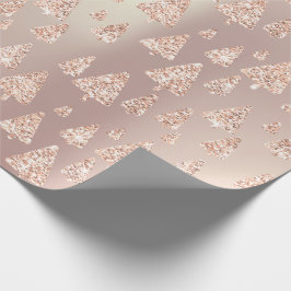 Papel De Presente Pó Rosa Rosa Dourado Glitter Árvore de Natal Metal