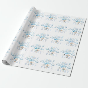 Papel De Presente Podemos Esperar Chá de fraldas Azul