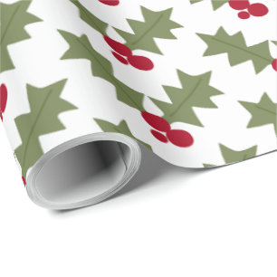 Papel De Presente Poinsetos de Natal com apoio branco