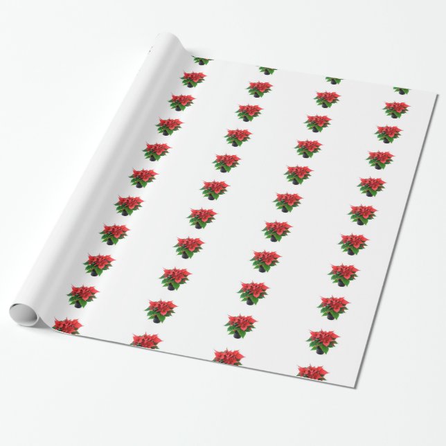 Papel De Presente Poinsetta Wrapping Paper (Desenrolado)