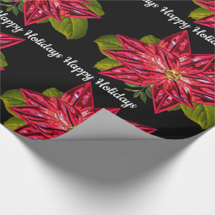 Papel De Presente Poinsettia Bonito 30" x 6' Natal Vitoriano