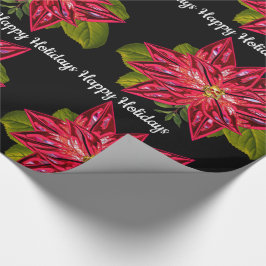 Papel De Presente Poinsettia Bonito Natal Vitoriano da Magia