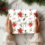 Papel De Presente Poinsettia Christmas<br><div class="desc">Este elegante papel de embrulho de Natal e pinheiro ficará perfeito debaixo da sua árvore. Os designs elegantes pinheiros e poinsettias.</div>