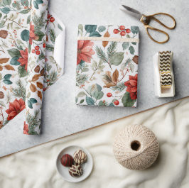 Papel De Presente Poinsettia Christmas Wrapping Paper