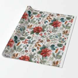 Papel De Presente Poinsettia Christmas Wrapping Paper