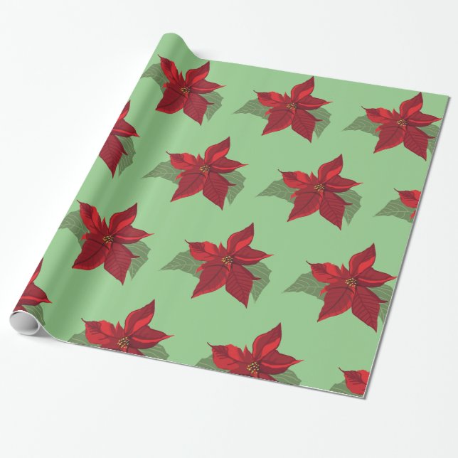 Papel De Presente Poinsettia Flowers (Desenrolado)