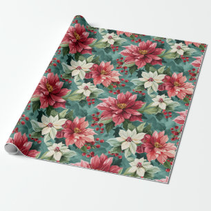 Papel De Presente Poinsettia Natal Clássica