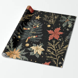 Papel De Presente Poinsettia Padrão Floral de Natal (21)