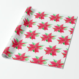 Papel De Presente Poinsettia Red Floral Fllower