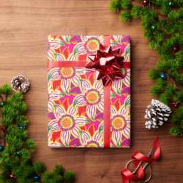 Papel De Presente Poinsettia Tropical de Natal Colorida