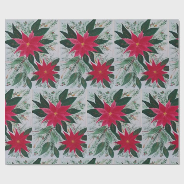 Papel De Presente Poinsettia Wrapping Paper (Aberto)