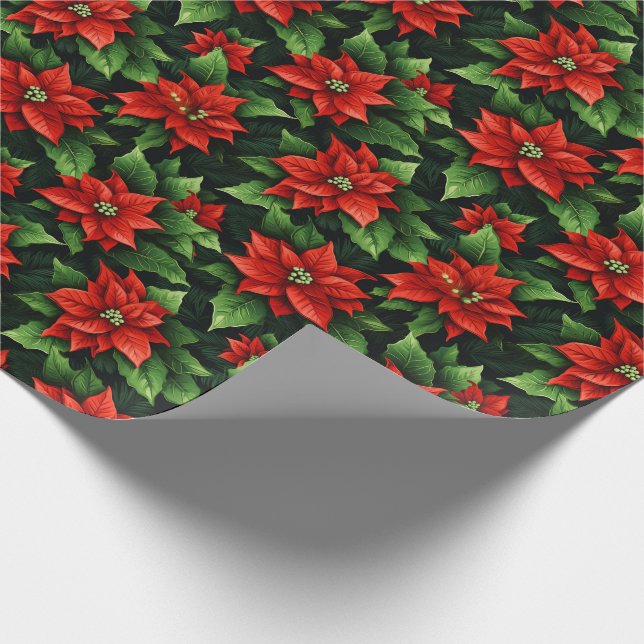 Papel De Presente Poinsettias de Papel de Moldagem de Feriados (Ponta)